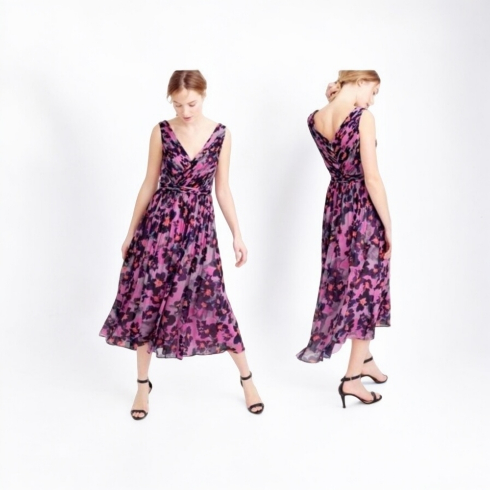 J. Crew 100% silk chiffon sleeveless dress - 8.    M32